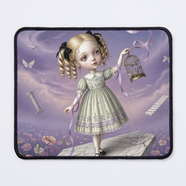 Item preview, Marble Over Petals. Dark Whimsical Doll ✦ Lowbrow Pop Surrealism Art Print designed and sold by Piagor.
