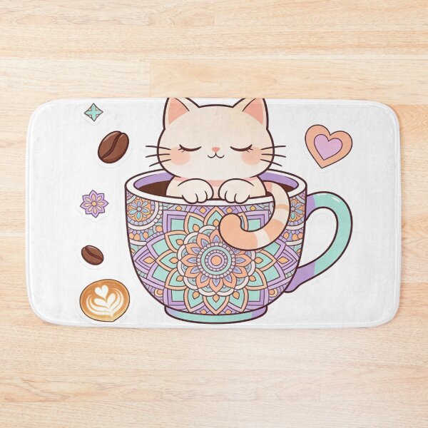 Item preview, Zen Kitten Coffee Break Boho Mandala Art designed and sold by Chromatic Artistry.