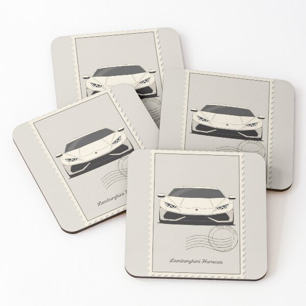 Item preview, Lamborghini Huracan White Supercar Vintage Postage Stamp Art designed and sold by Motorline44.