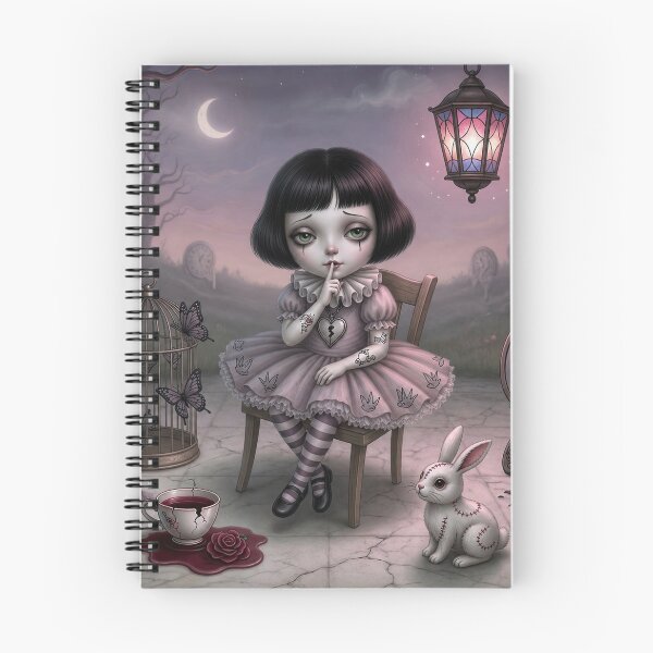 Item preview, Silence, Please – Pop Surrealism Art, Gothic Cute Girl, Dark Whimsical Illustration designed and sold by Piagor.