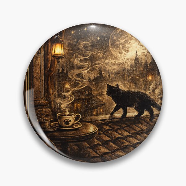 Item preview, Velvet Noir Society – Whispers From The Rooftops Gothic Moon Cat Art designed and sold by DailyTrendFinds.
