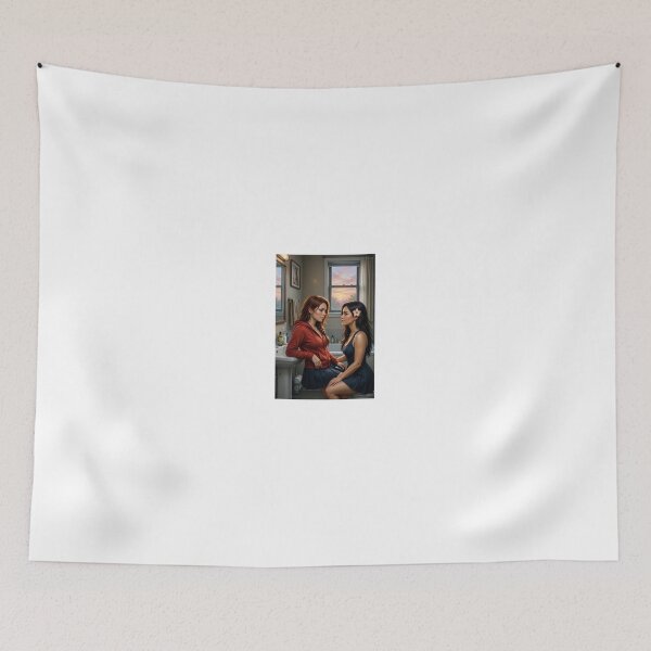 Item preview, Two Girls at Sunset cotton candy sky designed and sold by CathryneDelamort.