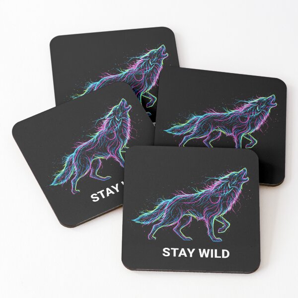 Item preview, Stay Wild Neon Howling Wolf Spiritual Art designed and sold by PixelQ.