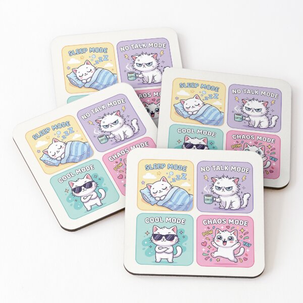 Item preview, Kawaii Cat Mood Funny Cute Pastel Cartoon Bundle designed and sold by DaVinciFeather.