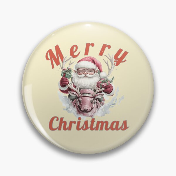 Item preview, Merry Christmas Santa with Gifts. Retro Holiday Design  Whimsical Santa Scooter Art Pink Christmas Illustration.  Cyber Santa Claus with Robotic Reindeer designed and sold by illeN-Art-World.
