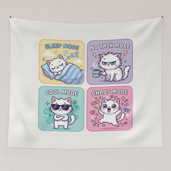 Item preview, Kawaii Cat Mood Funny Cute Pastel Cartoon Bundle designed and sold by DaVinciFeather.