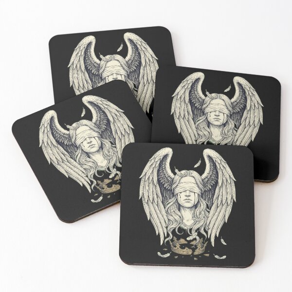 Item preview, Blindfolded Angel Woman Dark Tears — Broken Crown Victorian Engraving Art designed and sold by Lestari Studio.