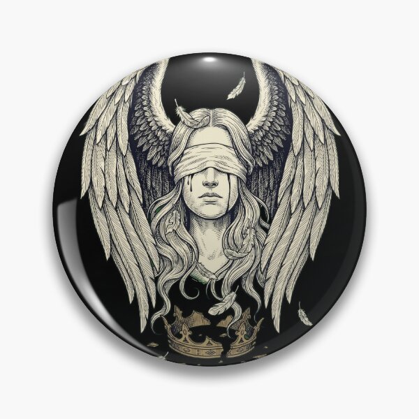 Item preview, Blindfolded Angel Woman Dark Tears — Broken Crown Victorian Engraving Art designed and sold by Lestari Studio.