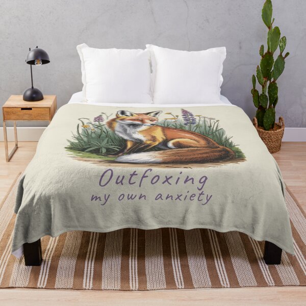 Item preview, Outfoxing My Own Anxiety Mental Health Fox Vintage Botanical Art designed and sold by AlexandraSand.