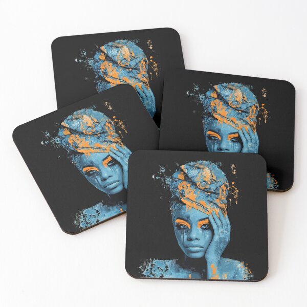 Item preview, Ethereal Woman Portrait in Blue and Orange - Expressive Modern Art designed and sold by illeN-Art-World.