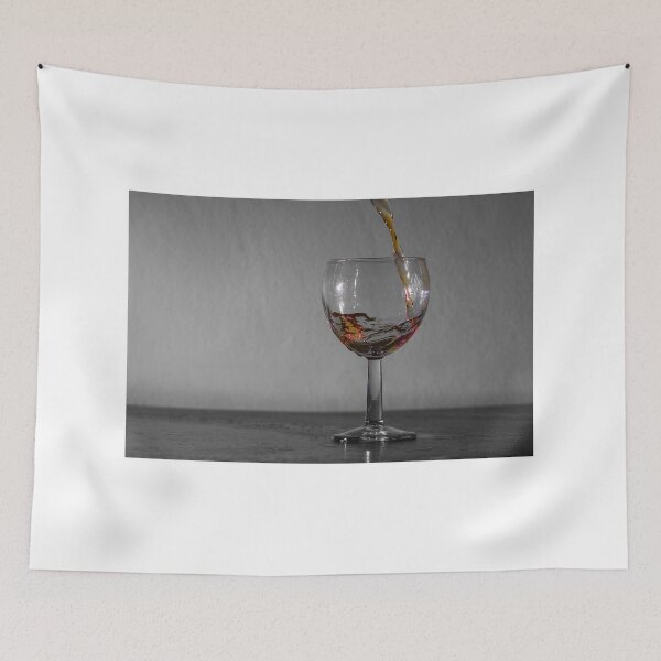 Item preview, Wine Glass With Pouring Amber Liquid And Splash In Minimal Monochrome Composition designed and sold by Nmallia.