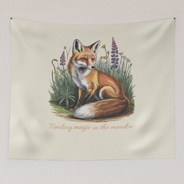 Item preview, Finding Magic In The Meadow Vintage Fox Floral Illustration designed and sold by AlexandraSand.