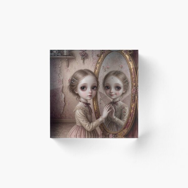 Item preview, Where She Meets Herself | Vintage Soft Surrealism, Lowbrow Art, Pale Pink Aesthetic designed and sold by Piagor.