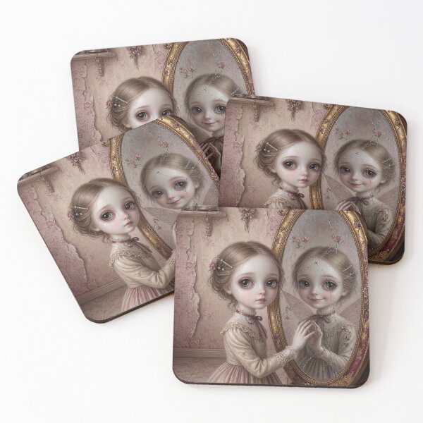 Item preview, Where She Meets Herself | Vintage Soft Surrealism, Lowbrow Art, Pale Pink Aesthetic designed and sold by Piagor.