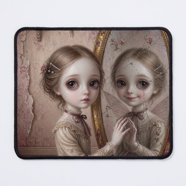 Item preview, Where She Meets Herself | Vintage Soft Surrealism, Lowbrow Art, Pale Pink Aesthetic designed and sold by Piagor.
