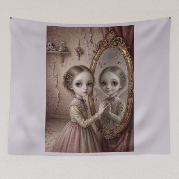 Item preview, Where She Meets Herself | Vintage Soft Surrealism, Lowbrow Art, Pale Pink Aesthetic designed and sold by Piagor.