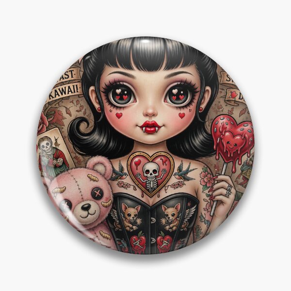 Item preview, Miss Bunny Grave – Pretty Little Nightmare | Dark Kawaii Pin-Up | Tattoo Style Art designed and sold by Piagor.