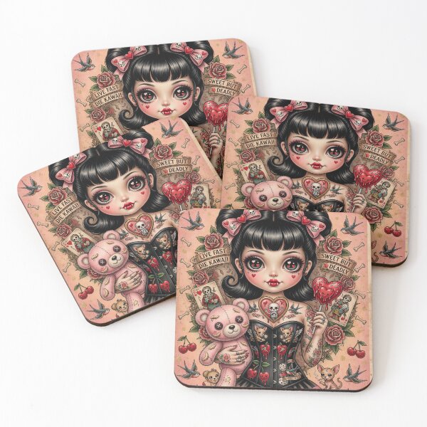 Item preview, Miss Bunny Grave – Pretty Little Nightmare | Dark Kawaii Pin-Up | Tattoo Style Art designed and sold by Piagor.