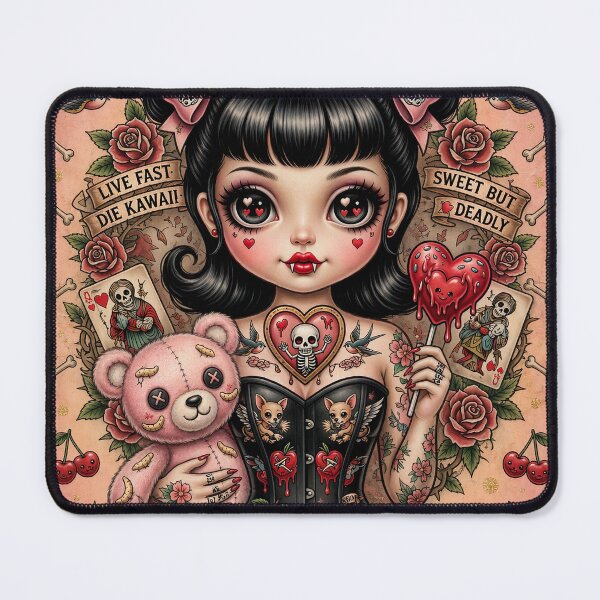 Item preview, Miss Bunny Grave – Pretty Little Nightmare | Dark Kawaii Pin-Up | Tattoo Style Art designed and sold by Piagor.