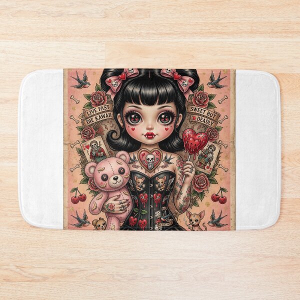 Item preview, Miss Bunny Grave – Pretty Little Nightmare | Dark Kawaii Pin-Up | Tattoo Style Art designed and sold by Piagor.
