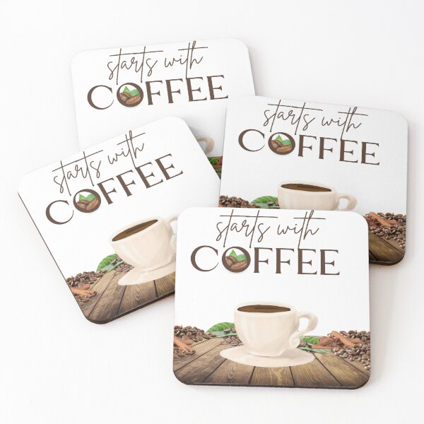 Item preview, Starts With Coffee – Cozy Coffee Lover Aesthetic Design for Daily Caffeine Fans designed and sold by AestheticByZim.