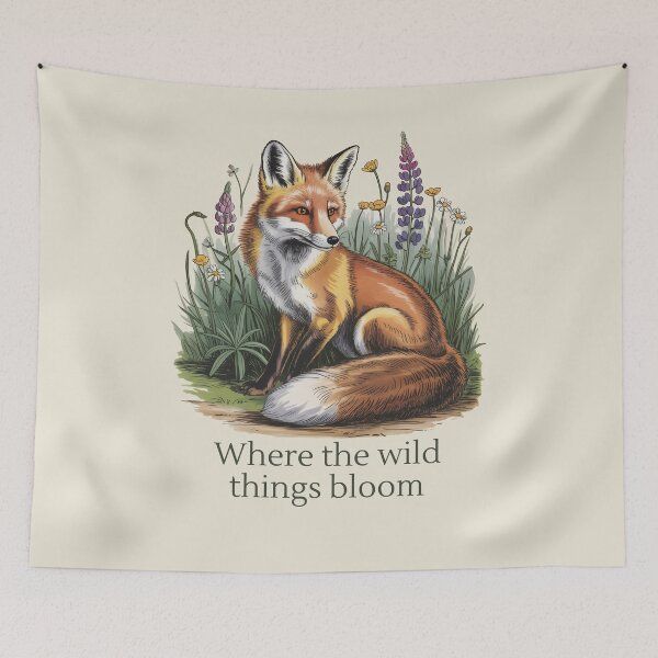 Item preview, Where The Wild Things Bloom Fox Vintage Floral Illustration designed and sold by AlexandraSand.