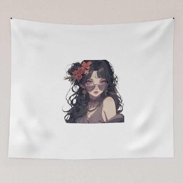 Item preview, dark aesthetic anime girl portrait designed and sold by insiya-art.