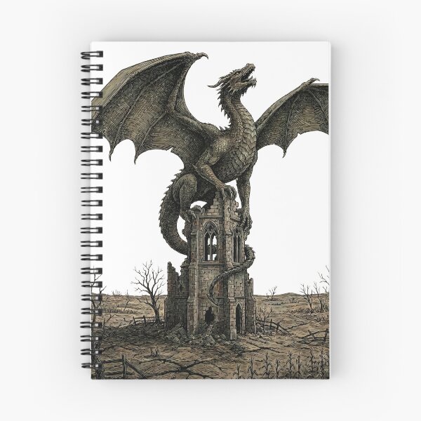 Item preview, Dragon Wasteland No Future — Dark Gothic Victorian Engraving Art designed and sold by Lestari Studio.