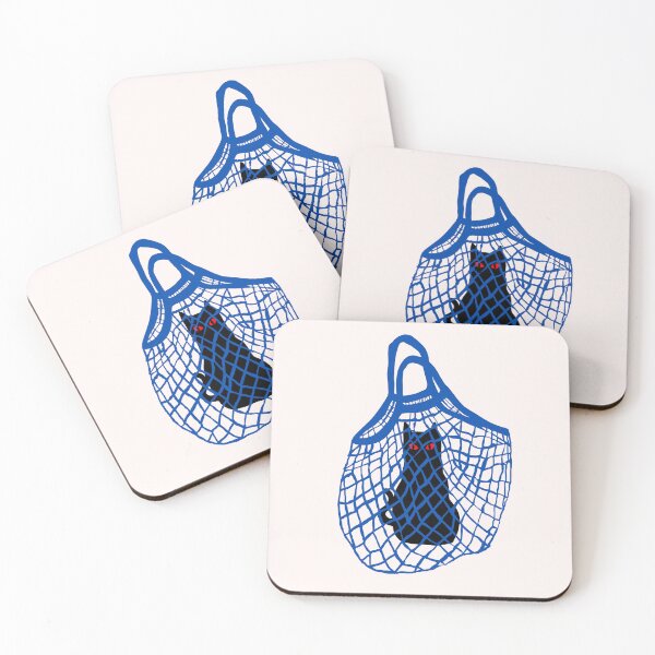 Item preview, Black Cat in a Blue Shopping Basket - Shopping Cat designed and sold by ZERO-MIND.