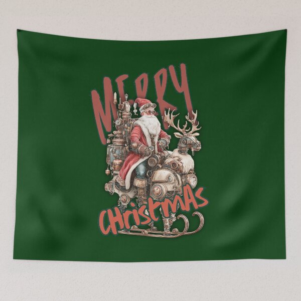 Item preview, Vintage Steampunk Christmas Art – Santa on Mechanical Sleigh designed and sold by illeN-Art-World.