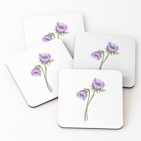 Item preview, Copy of Copy of Watercolor anemone purple flowers bouquet. Hand drawn designed and sold by BartolArt.