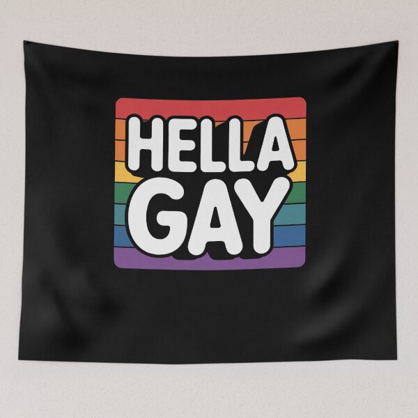 Item preview, Hella Gay Funny Retro Rainbow Gay Pride Quote designed and sold by Say It With Ink.