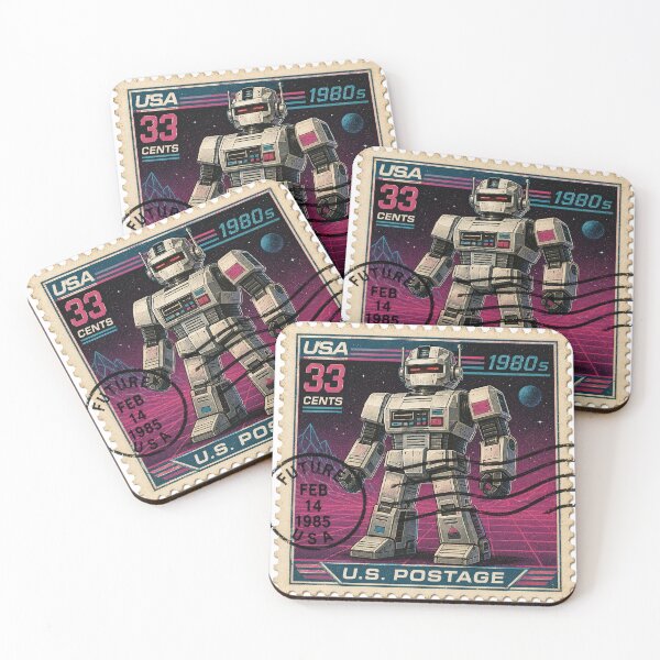 Item preview, 1980s Robot Postage Stamp designed and sold by JJSizzleheimer.