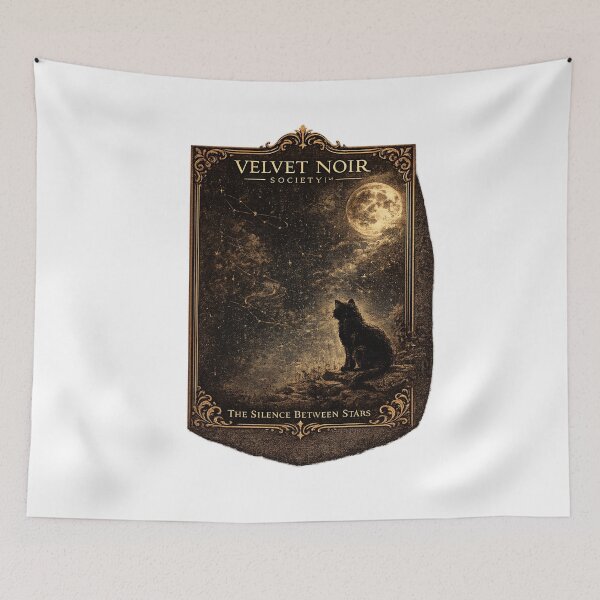 Item preview, Velvet Noir Society – The Silence Between Stars Gothic Moon Cat Art designed and sold by DailyTrendFinds.