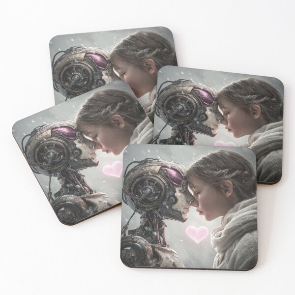 Item preview, Sci-Fi Robot and Child Emotional Connection Art . Robot and Girl Valentine Art designed and sold by illeN-Art-World.
