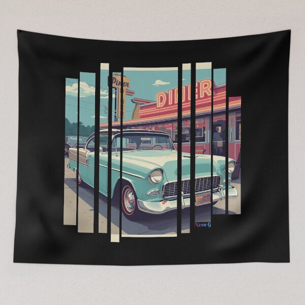 Item preview, Chevy Bel Air 1955, 50s pastel palette, chrome shine, mid-century diner vibe 9 designed and sold by Neon G.