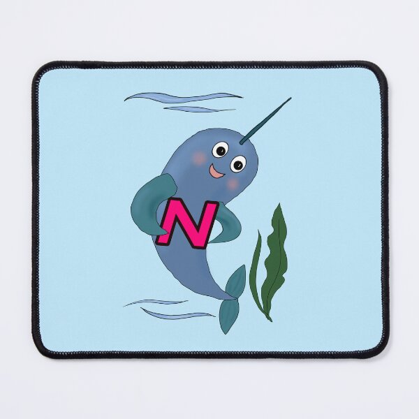 Item preview, Narwhal Letter N - Adorable Animal Alphabet for Kids Nursery Decor designed and sold by illeN-Art-World.