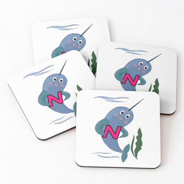 Item preview, Narwhal Letter N - Adorable Animal Alphabet for Kids Nursery Decor designed and sold by illeN-Art-World.