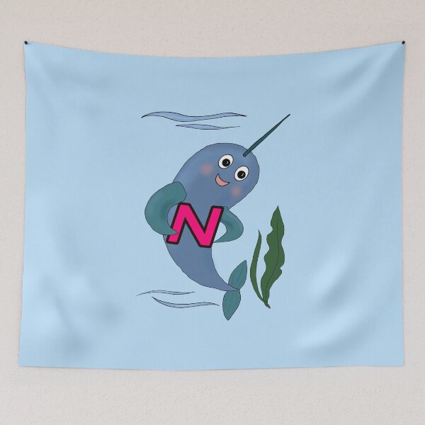 Item preview, Narwhal Letter N - Adorable Animal Alphabet for Kids Nursery Decor designed and sold by illeN-Art-World.
