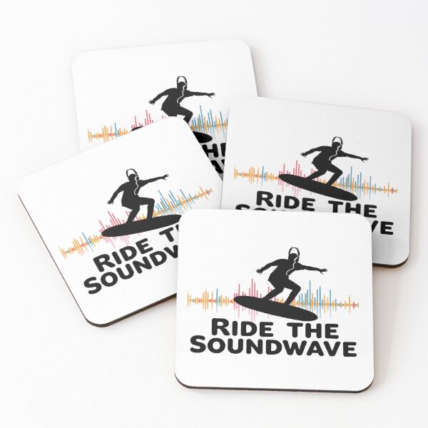 Item preview, Ride the Soundwave – surfing on giant colorful soundwave with headphones on 1 designed and sold by Neon G.
