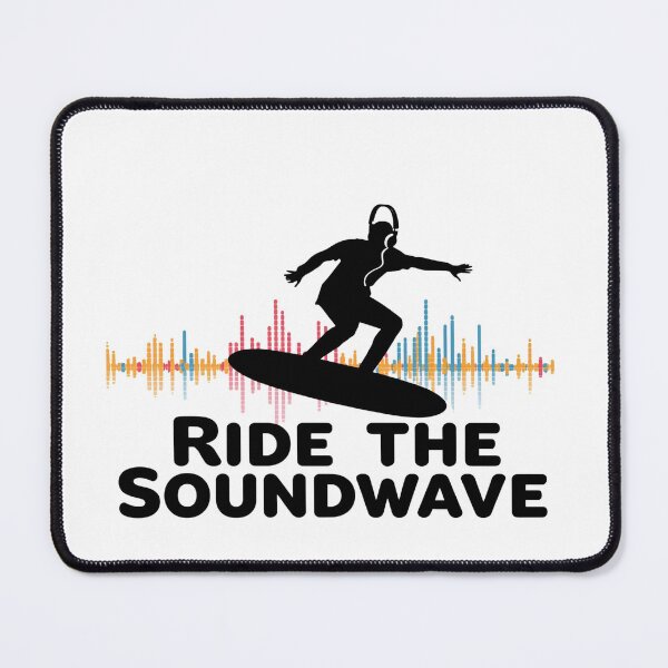 Item preview, Ride the Soundwave – surfing on giant colorful soundwave with headphones on 1 designed and sold by Neon G.