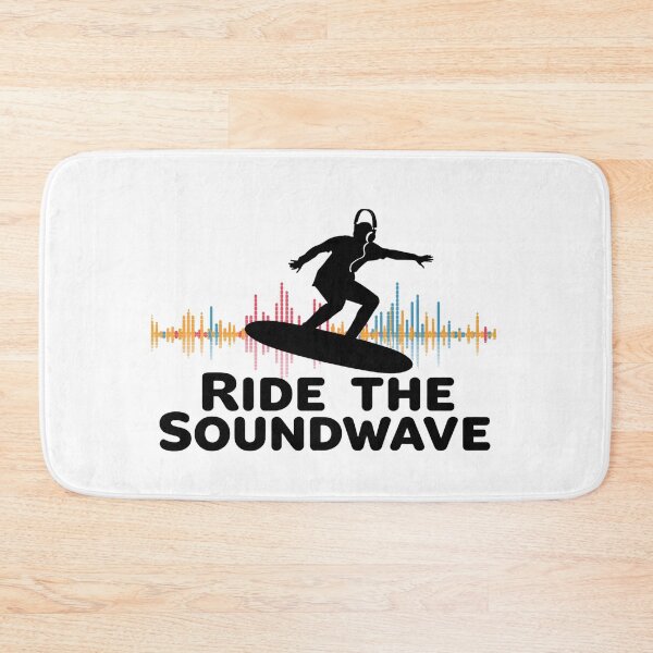 Item preview, Ride the Soundwave – surfing on giant colorful soundwave with headphones on 1 designed and sold by Neon G.