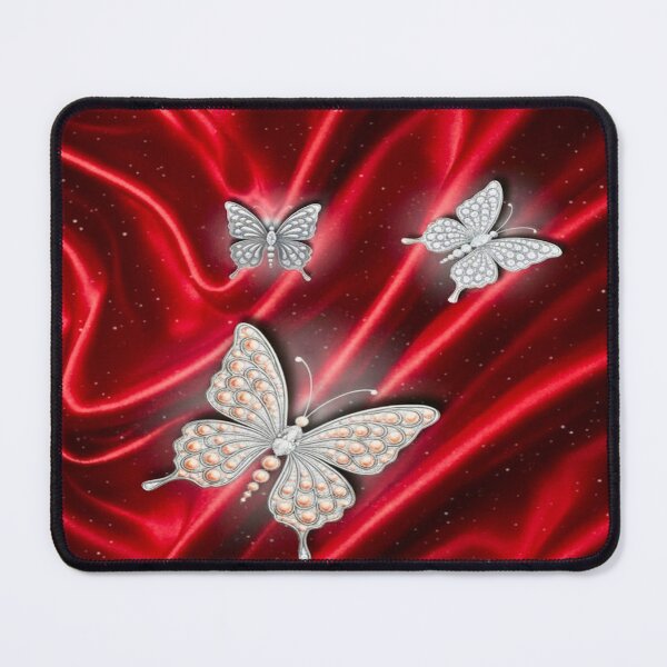 Item preview, Red Butterflies on Red Satin Glow Background — Fantasy Butterfly Illustration designed and sold by shaang.