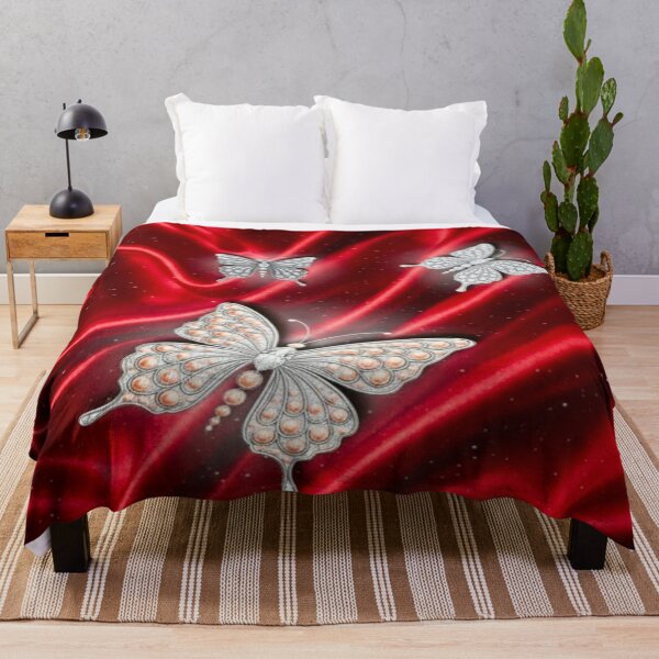 Item preview, Red Butterflies on Red Satin Glow Background — Fantasy Butterfly Illustration designed and sold by shaang.
