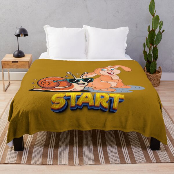 Item preview, Cool Bunny & Snail "Start" Funny Cartoon Design. designed and sold by LunaPrintCo.