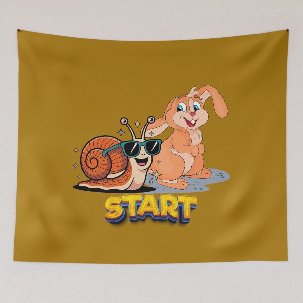 Artikelvorschau, Cool Bunny & Snail "Start" Funny Cartoon Design. entworfen und verkauft von LunaPrintCo.
