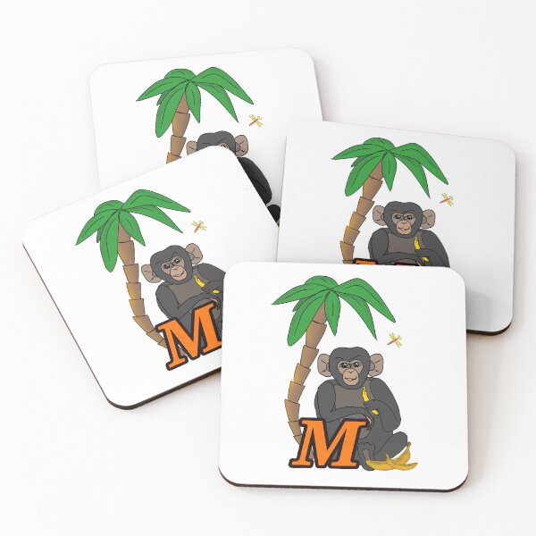Item preview, Cute Cartoon Monkey Letter M - Jungle Animal Alphabet Kids Nursery Decor designed and sold by illeN-Art-World.