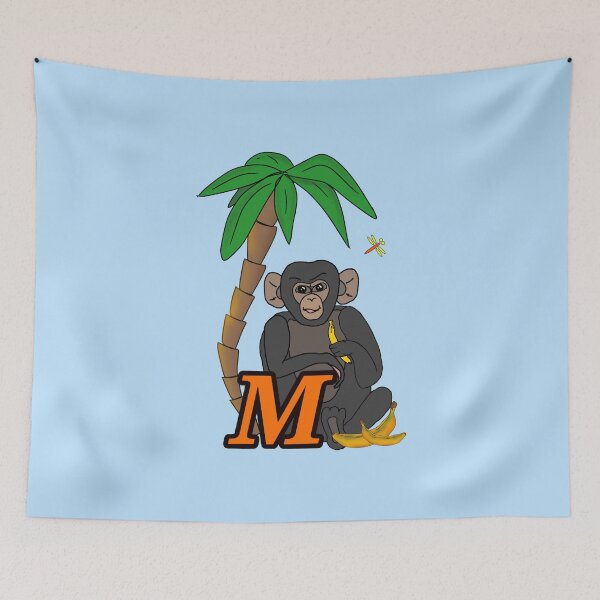 Item preview, Cute Cartoon Monkey Letter M - Jungle Animal Alphabet Kids Nursery Decor designed and sold by illeN-Art-World.
