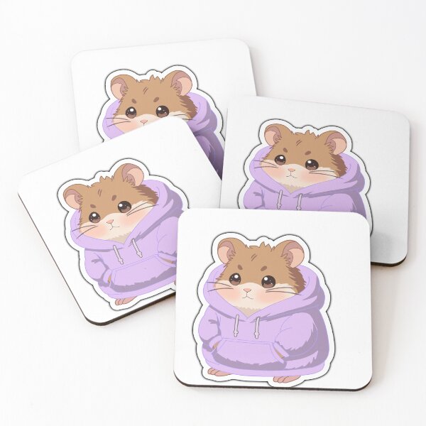 Item preview, Cute Hamster in Purple Hoodie Sticker -Kawaii Cozy Hamster Art designed and sold by pn_terest.