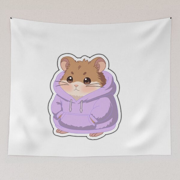 Item preview, Cute Hamster in Purple Hoodie Sticker -Kawaii Cozy Hamster Art designed and sold by pn_terest.